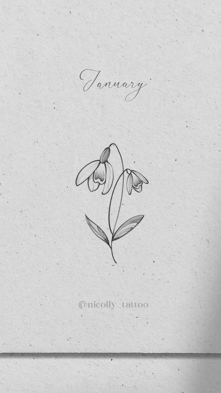 Snowdrop birth flower tattoo design by Nicolly