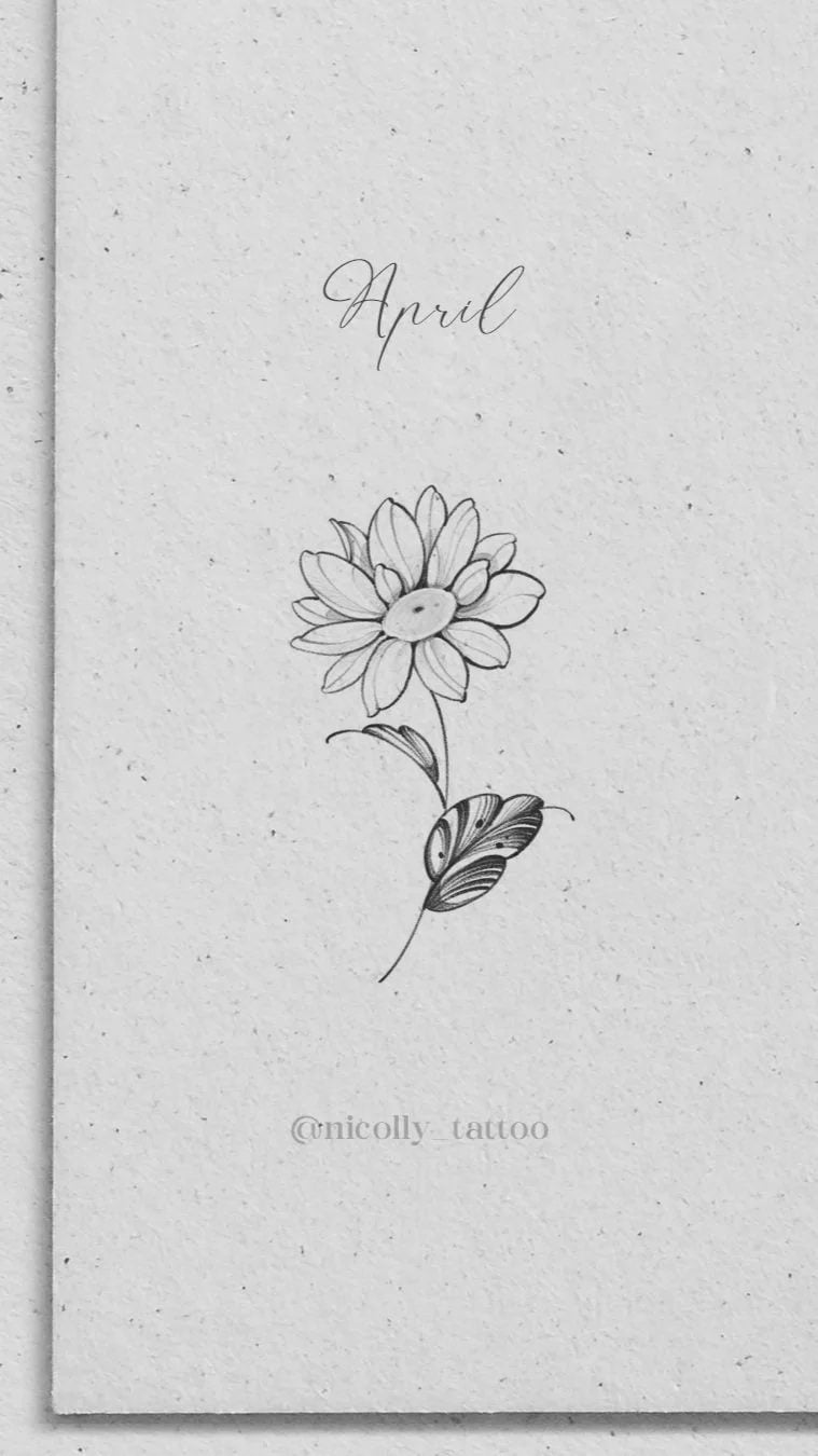 Daisy birth flower tattoo design by Nicolly