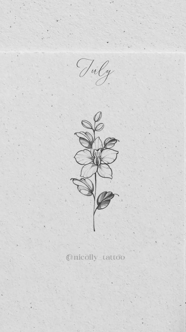 Larkspur birth flower tattoo design by Nicolly