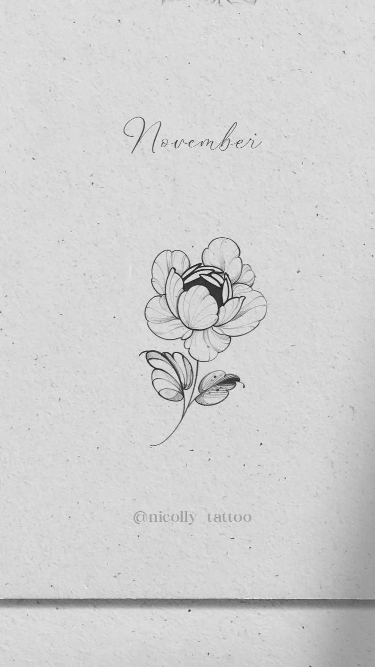 Peony birth flower tattoo design by Nicolly