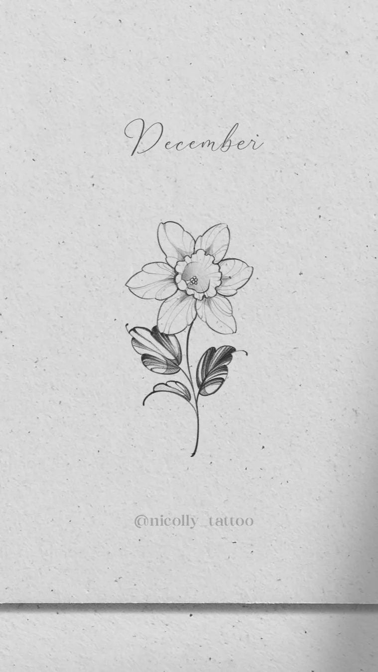 Daffodil birth flower tattoo design by Nicolly