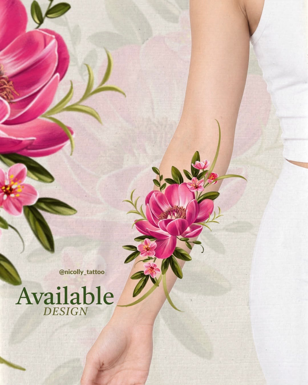 Pink peony and blossoms flash design