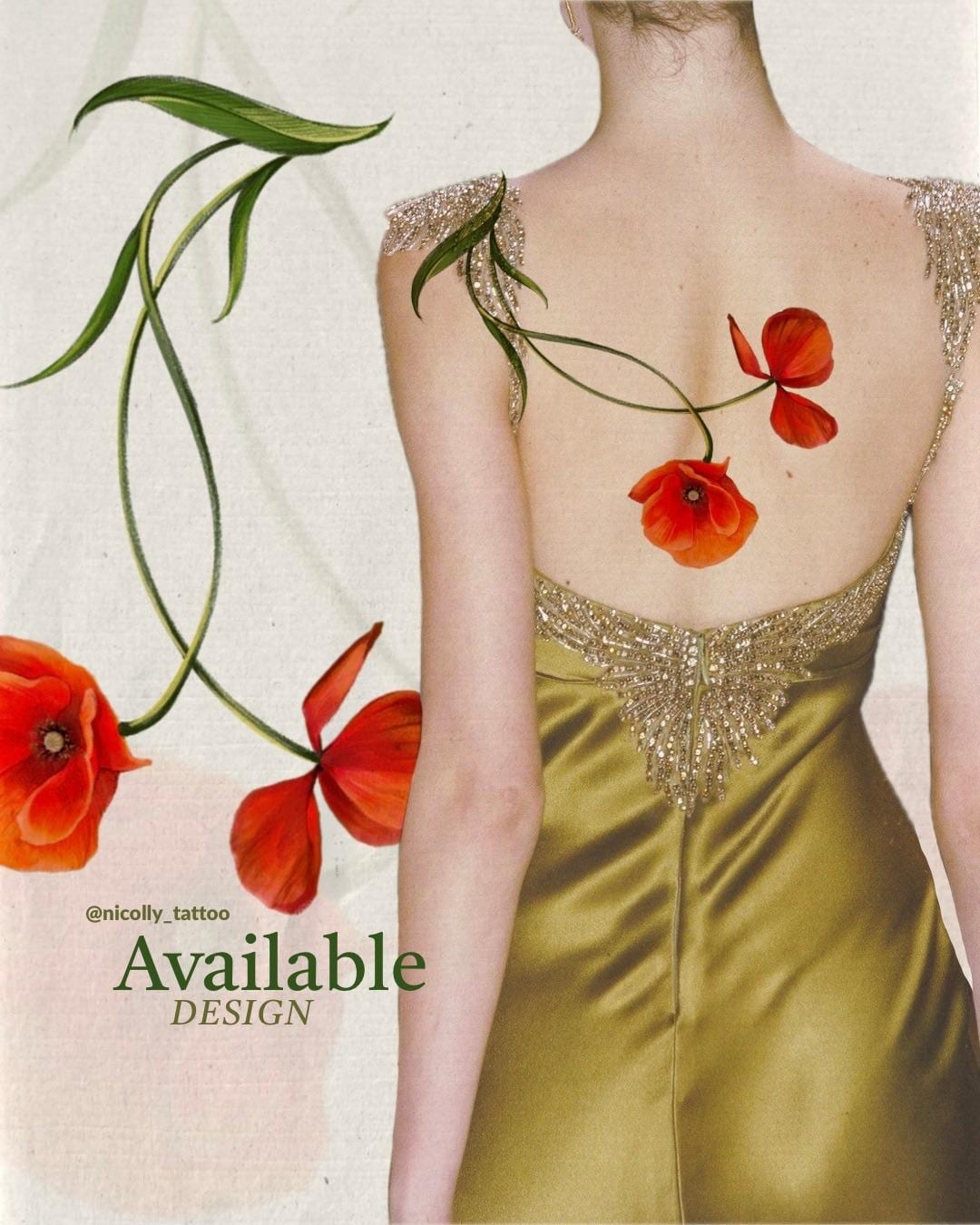 Poppies across the back flash design