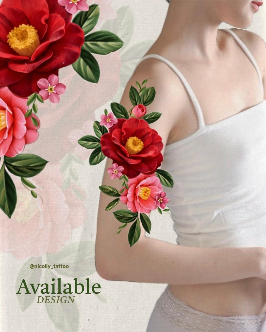 Red camellias flash design