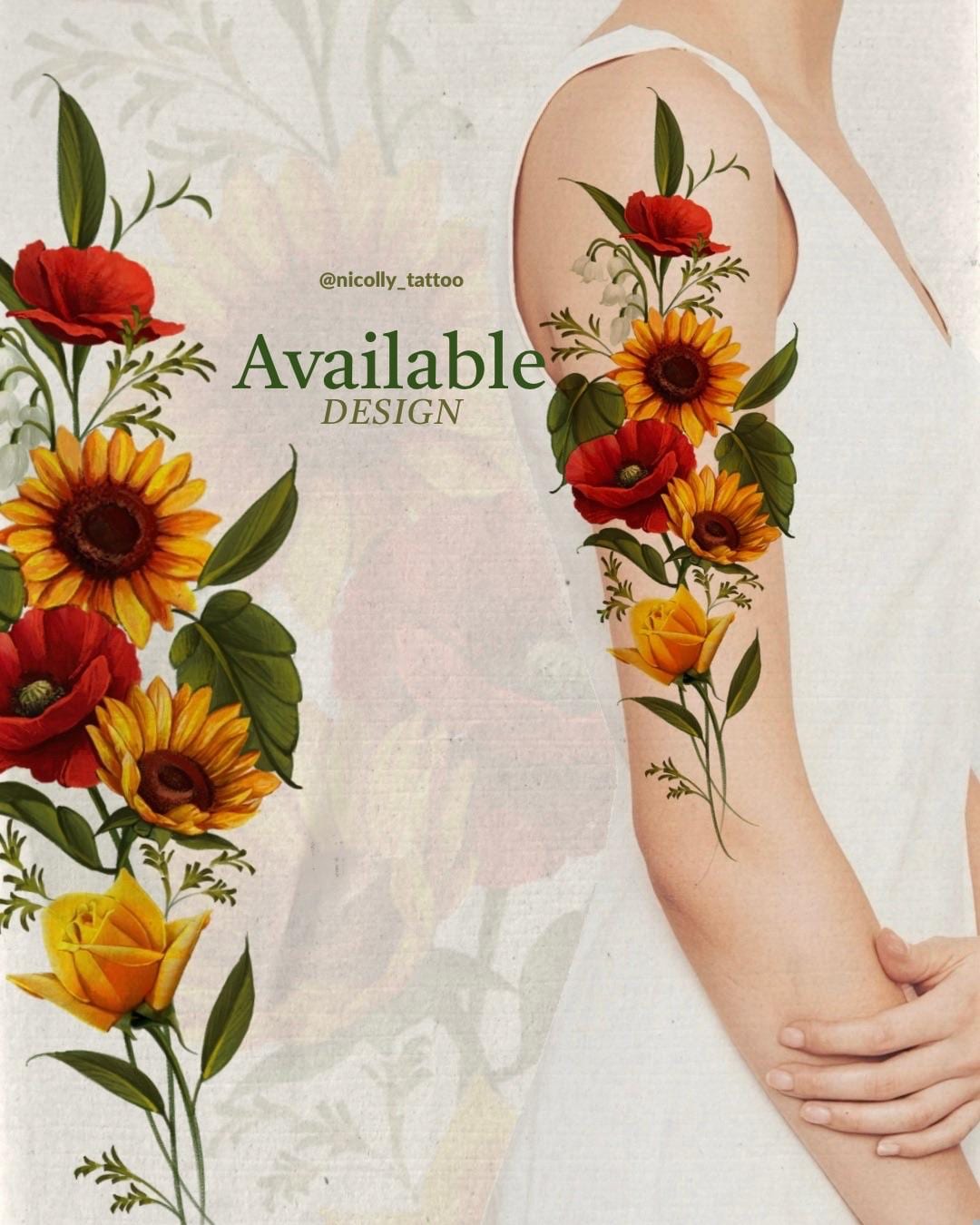 Sunflowers, poppies and a yellow rose flash design